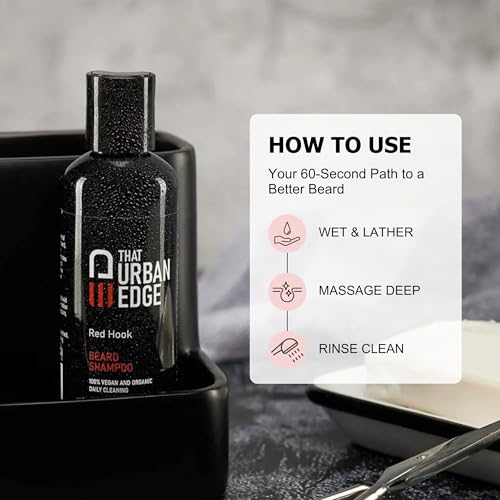 That Urban Edge Beard Shampoo | Professional Wash for Men | Moisturizing and Conditioning | Natural Formula Softens and Strengthens | Vegan for Thick, Soft Beard | 3.38fl oz