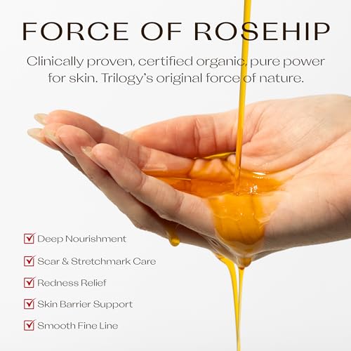 Trilogy Rosehip Oil Antioxidant+, Certified Organic Hydration & Repair Beauty Oil, 1.0 fl oz