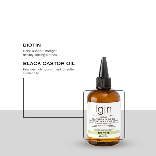 tgin Tea Tree + Olive Oil Detoxifying Dry Itchy Hair And Scalp Serum - Natural Hair - Scalp Oil - 4 Oz