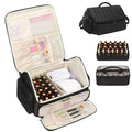 Nail Polish Organizer, Nail Organizers and Storage Bag Holds 43-65 Bottles Nail Polish and Nail Lamp, Travel Nail Tech Case Nail Bag Organizer Case for Nail Supplies & Manicure Tools, Black