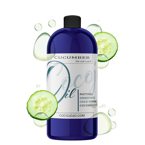 Dr Joe Lab Cucumber Seed Oil - Pure, Unrefined, Cold Pressed, Undiluted, Non-GMO, Virgin Carrier Oil for Skin, Hair, Nails, Body, Face, Beard - 32 Ounces - Nourishing Hydrating Moisturizing Bulk