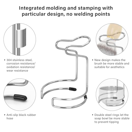 Shaving Brush Set for Men, 3 in1 Shaving Kit Includes Nylon Badger Hair Shaving Brush, Stainless Steel Shaving Bowl and Stand for Wet Shave