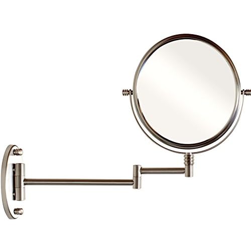 Deco Brothers Wall Mount Extendable Mirror, 8 Inch Double Sided with 7X Magnification, Nickel