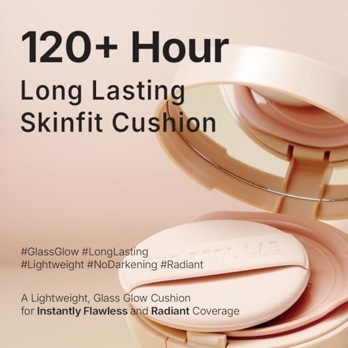 THE TOOL LAB Stamp Skinfit Cushion Foundation, Long Lasting Full Coverage Glass Glow Finish, Korean Foundation Makeup for All Skin Types (No.23 natural beige, Glow Type)