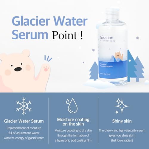 mixsoon Glacier Water Hyaluronic Acid Serum - Deep Hydration and Cooling for Face, Hydration Booster, Refreshing Lightweight Texture 30ml / 1.01 fl.oz. Korean Glass Skin Care