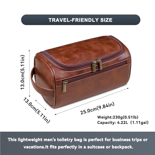 Toiletry Bag for Men, Small Leather Travel Pouch Bag with Hanging hook,Travel Essentials Dopp kit, Men's Shaving Grooming Kit,Gifts for Father, Dad, Boyfriend, Grandpa, Shaving Kit