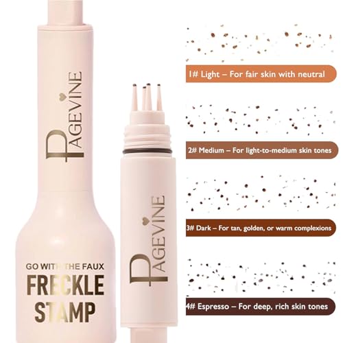 Faux Freckle Stamp Pen, Freckle Pen Waterproof, Long-Lasting Fake Freckles, Tool for Natural and Lifelike Sunkissed Face Freckle Makeup, Quick Dry 5-Point Faux Freckles Stamp Last 24Hrs (2# Medium)