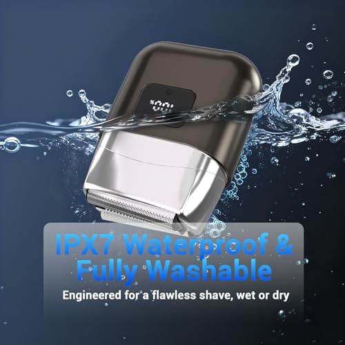 Electric Foil Shavers for Men: Mini Electric Razor with 3 Floating Blades, LED Display, Dual Speed - IPX7 Waterproof Wet/Dry Cordless Razor, USB Fast Charging, Travel Lock (Gray)