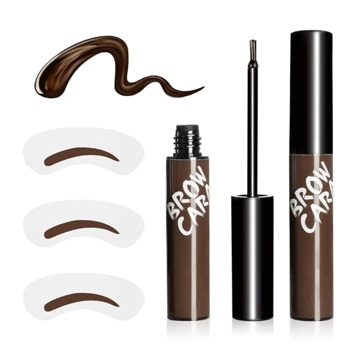 Peel Off Eyebrow Gel - Waterproof 3 Days Duration Brow Gel with Natural Extracts, High Pigmented Transfer-Resistant, Transfer-proof for Fuller & Defined Looking Brows (2 PCS Dark Brown)