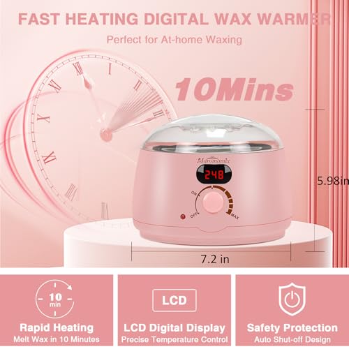 Waxing Kit -Digital Wax Warmer Machine for Hair Removal with 4 Packs of Hard Wax Beads & Silicone Pot for Full Body, Legs, Face, Eyebrows, Bikini, Brazilian at Home Waxing Kit for Women Men