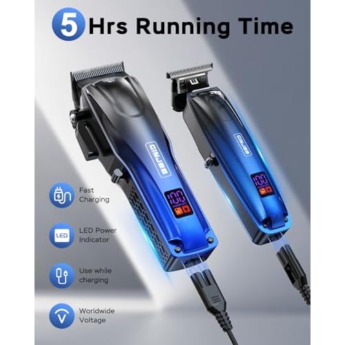 Professional Hair Clippers for Men Cordless & Corded - Rechargeable Barber Clipper & Trimmer Set with Fade Lever for Home Haircuts, Grooming Kit with Guide Combs, with Travel Case
