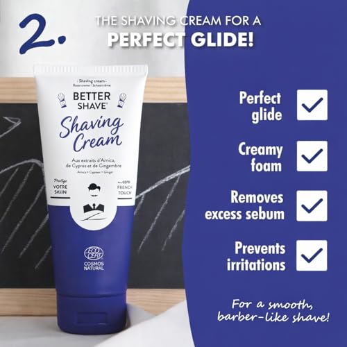Super Daddy Shaving Gift Set for Men | Shaving Kit with Razor, Brush, Pre-Shave Lotion, Shaving Cream & After Shave Cream Beard Grooming Gift Basket for Him Husband Dad Made in France