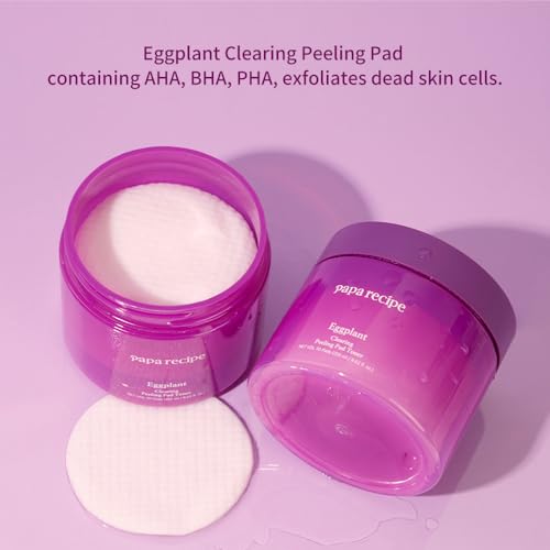 Papa Recipe Clearing Exfoliating Toner Pads ? Dual-sided Korean Skin Care Pads with 1,000ppm of Eggplant Extract, AHA BHA PHA - Exfoliates, Hydrates & Smooths Skin Texture for Sensitive Skin - 70ct