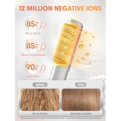 SHEGLAM Straightener Brush 3D Ionic Hair Straightening Brush with 24K Gold Heated Comb, Anti-Scald Design, 60s Fast Heat-Up, Auto-Off, Frizz Control, Sleek & Smooth Styling
