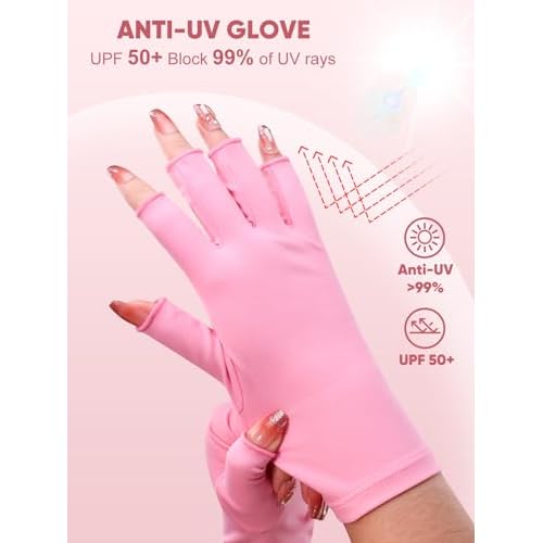 SUBAY Professional Finger Toe Nail Care Electric Nail Drill Machine with Fingerless Gloves with UPF 50+ Protection for Manicures