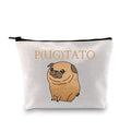 XYANFA Pugtato Makeup Bag Funny Pug Gift Pug Lover Gift Pug Owner Gift Pug Zipper Pouch Gift For Pug Enthusiast (P(UG) TATO)