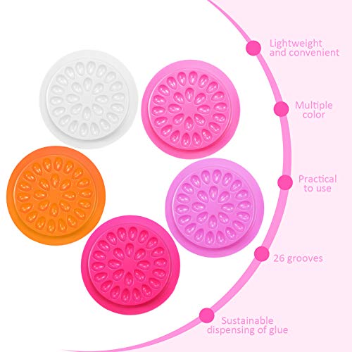 Maitys 150 Pcs Lash Glue Holder False Trays Lash Extension Glue Palette Eyelash Pallet Grafting Disposable Pads Plastic Pink Tray for Women Girls Eyelash Extension Beauty Tools Supply