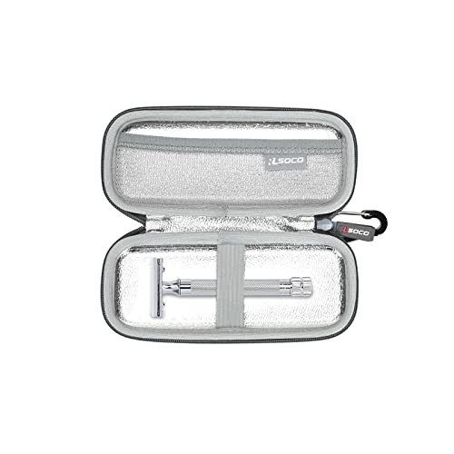 RLSOCO Hard Case for Merkur Futur 23C/33C/34C/37C/38C Razor & works with Schick Razor | Shockproof, Dustproof, Water-Resistant Storage Pouch, With Sturdy Metal Hook (Case Only)