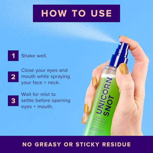 Unicorn Snot Cactus Cool Down¢â After Sun Soothing Spray - Hydrating Facial Mist, Makeup Primer & Blue Light Shield ? Cooling Spray with Aloe, Jojoba & Prickly Pear