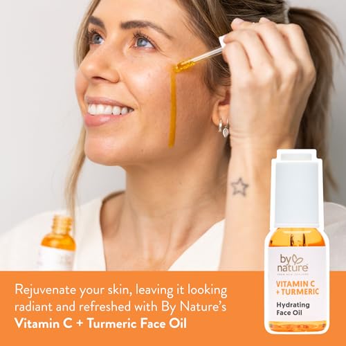 By Nature Hydrating Face Oil - Vitamin C, Turmeric & Plant Squalane Nourishes Skin for Radiant Vitality & Health Glow, for Women & Men, 1 Fl Oz