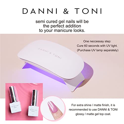 DANNI & TONI Semi Cured Gel Nail Strips Transparent Nails Crystal Clear(5 Packs)