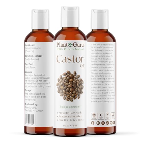 Castor Oil 4 fl. oz. Unrefined, 100% Pure Natural Hexane-Free, USP Grade, Hair Growth, Eyebrows and Eyelashes. Skin, Face and Body Moisturizer.