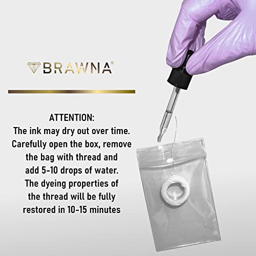 White Pre Inked String for Eyebrow Mapping - Microshading Supplies - Brow Henna Tinting Kit - Eyebrow Measuring Tool - 2 Pack