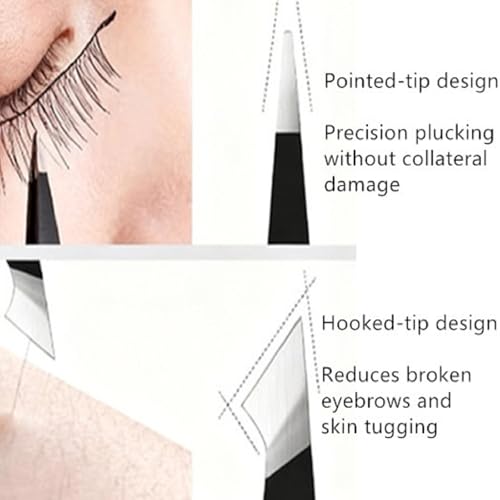 Bestac Professional Tweezer Kit - For Eyebrows, Facial Hair & Splinter Removal - High-Precision Stainless Steel Ingrown Hair Tweezers (Black)