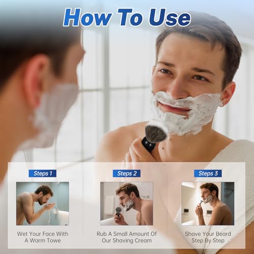 Shaving Brush Set for Men ? Pure Badger Hair Shaving Brush and Bowl, Exfoliating Shaving Cream Brush Gifts for Fathers Day