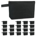 Koolmox 20 Pcs Canvas Pouches with Zipper and Wide Bottom, Plain Cotton Canvas Make Up Bags Multi-purpose for Pen Bag Stationery Bag DIY Cricut Projects Pouch Cosmetic Case (Black, M, 10.2x5.5x2.1'')