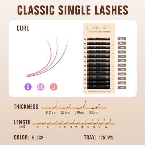 Classic Volume Lash Extension, 0.15 D Curl 8-15mm Mixed Eyelash Extension Lash Trays, Super Matt Black Individual Lash Extensions for Professional Salon Use