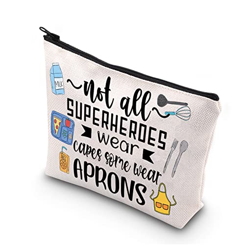 TSOTMO Lunch Lady Gift Not All Superheroes Wear Capes Some Wear Aprons Cafeteria Worker Zipper Pouch Makeup Bag (Wear aprons)