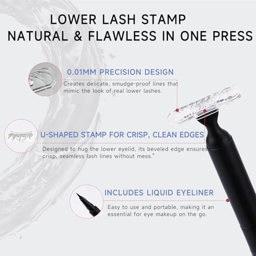 DUDUDU Lower Lash Stamp, Eyeliner Lash Stamp for Bottom Lashes, 2-IN-1 Ultra-Fine Waterproof Eyeliner Pen, Long-Lasting Smudge-Proof Eye Makeup Tool, Natural Lower Lash Stamp for Women