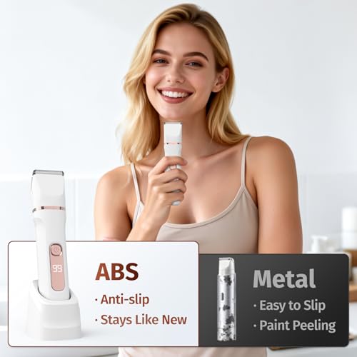 Bikini Trimmer for Women,5-in-1 Electric Razors for Women,Electric Shaver for Women's,IPX7 Waterproof Trimmer for Men Legs,with 5 Replaceable Blade Heads,USB Recharge Dock£¨White£©