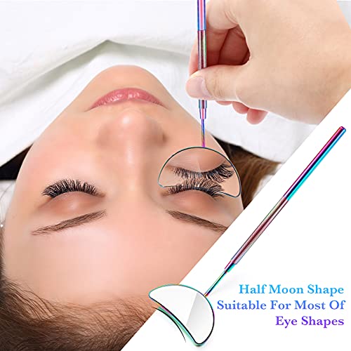 Jetec 2 Pieces Lash Mirror Eyelash Extension Mirror Half-moon Shape Lash Mirror 1.96 inch Stainless Steel Eyelash Mirror Tool Large Eyelash Inspection Mirror for Women Girls Makeup Supplies