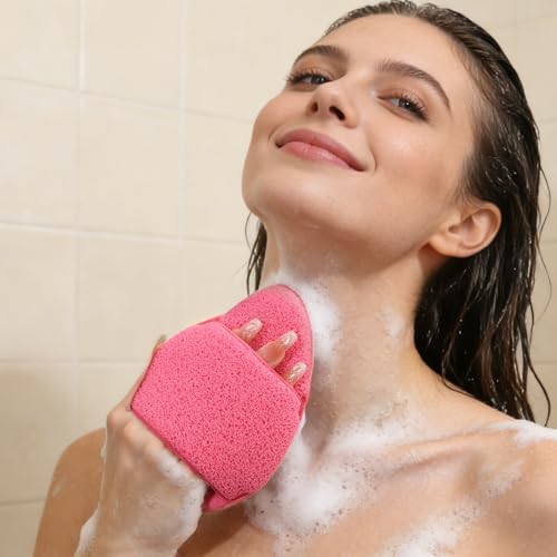 3Pcs Large Facial Sponge Set, 5.9in Reusable Cleansing Puff Colorful Makeup Remover Exfoliating Pads for Gentle Cleansing, Soft Face Sponge for Daily Face Wash(Pink Orange Green)