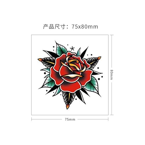 9 Sheets Women Hand Back Red Rose Black Flower Sun Moon Butterfly Totem Temporary Tattoo Stickers