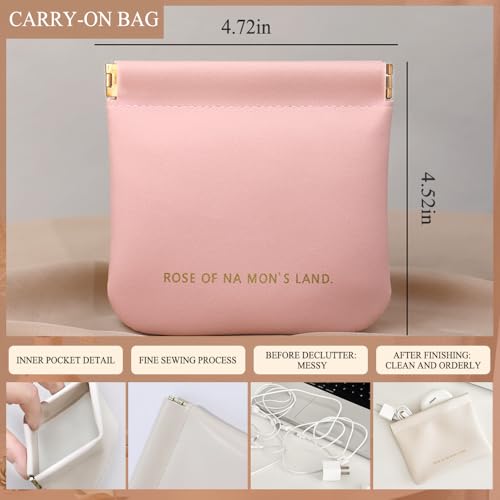 Makeup Bag Cosmetic Bag,Portable Pouch Open Flat Toiletry Bag Make up Organizer with Divider, Handle and small cosmetic bag Travel Essentials (Rouge)