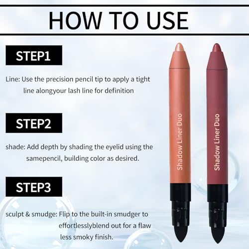 Eyeshadow Stick,2-in-1 Eyeliner & Eye Shadow Stick, Easily Blendable & Buildable, Waterproof, Creamy Easy-Glide, For Effortless Smoky Or Natural Eye Makeup(01)