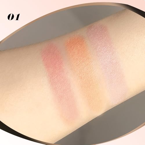 Matte Shimmer Blush Highlight Bronzer Powder Palette with Mirror for Face Cheek Contour Brightening,Buildable Coverage Natural Makeup,Ultra Sculpt Nose Shadow (Matte rose pink nude)
