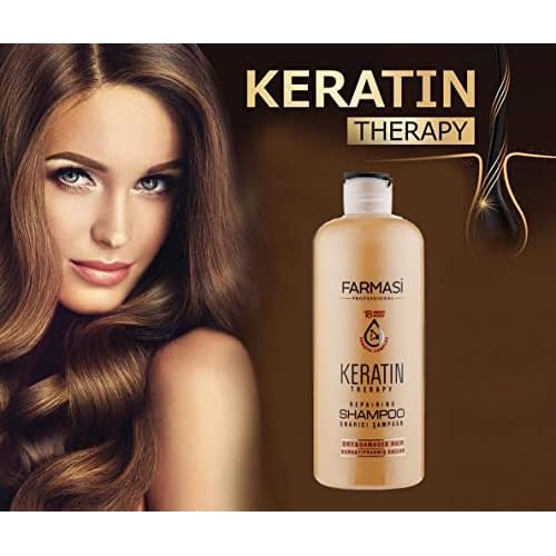 FARMASi Keratin Therapy Repairing Shampoo, Deep Cleansing & Nourishing Care for Dry Damaged Hair, Restores Softness Smoothness & Shine, 12.2 fl oz