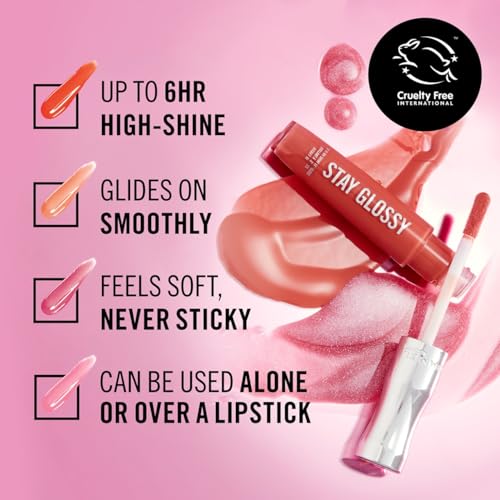 Rimmel Powder Natural Bronzer, Sun Bronze & Stay Glossy Lipgloss 6 Hour Lip Gloss, Seduce Me Bundle