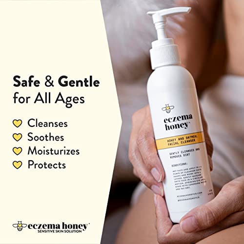 ECZEMA HONEY Oatmeal Facial Cleanser - Natural Eczema Face Wash Prevents Breakouts - Daily Gentle Face Cleanser for Dry, Itchy, Sensitive, & Irritable Skin (6 Oz)