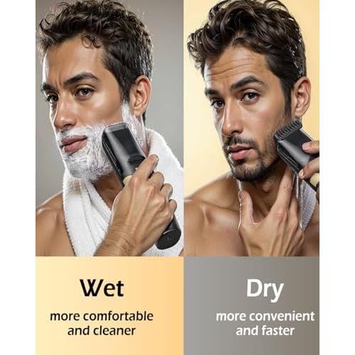 Beard Trimmer for Men Auto-Vaccum, Rechargeable Electric Men Beard Trimmers with 2 Combs, 1-20mm Adjustable Length Dial, Waterproof Cordless Mustache Trimmer for Face, Stubble