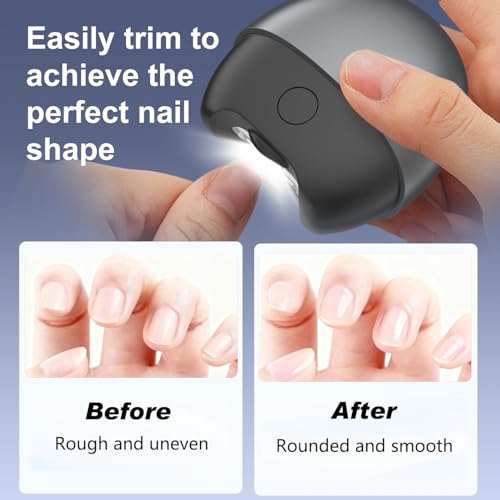 3 in 1 Electric Automatic Nail Clipper, 2026 Upgraded Electric Nail Clipper Automatic Nail Trimmer with Light & Nail Scraps Storage 2 Speeds Electric Fingernail Clippers for Seniors Adults£¨White