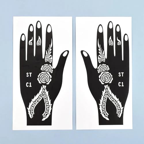 16 Sheets Temporary Henna Tattoo Kit Reusable Tattoo Stencils Sets Indian Arabian Temporary Tattoo Templates Kits for Body Hand Art for Men Women
