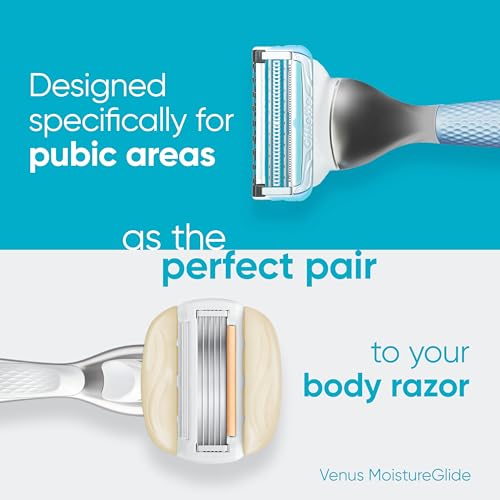 Gillette Venus for Pubic Hair and Skin Shaving Set, Women¡¯s Razor, 1 Handle + 2 Blade Refills + 2-in-1 Cleanser