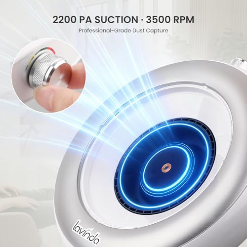 Lavinda Nail Dust Collector Quiet Plug-in Nail Tech Powerful Dust Vacuum Suction Fan with Reusable Filter, Electric Acrylic Nail Dust Cleaner for Nail Polishing, Low Noise, Salon Home