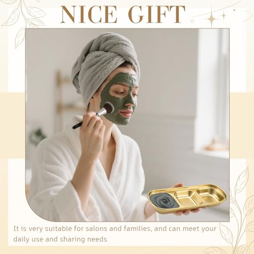 12 Pcs DIY Esthetician Bowls Face Mask Tray Esthetician Supplies Stainless Steel Compartment Serving Tray Women Skincare Products for Spa Salon Aesthetician Beauty, Nail Art (Gold,Medium)