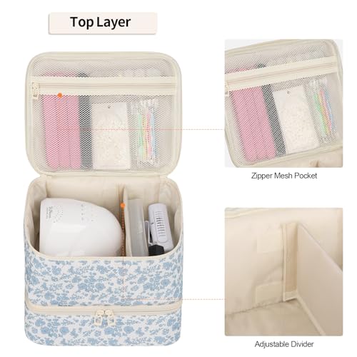 Ethereal Nail Polish Organizer Bag, Holds 30+ Bottles(15ml/0.5 fl.oz) UV Nail Lamp, Gel Polish Travel Storage Bag for Nail Kit, Gift for Manicurist, Girls